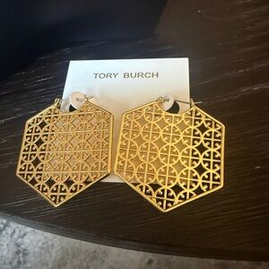 Tory Burch Gold Hexagon Earrings